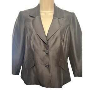 LUCA LUCA Sz 42 (small) Black Raw Silk Jacket Blazer 3/4 Sleeve Italy Women’s
